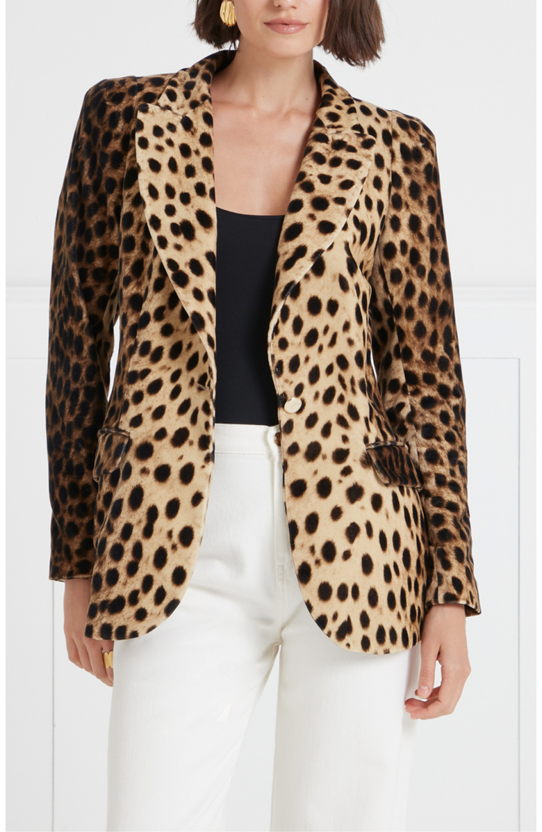 Temperley London Nemera Velvet Jacket, Main, color, Leopard Print