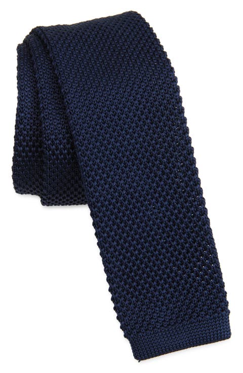 Navy Knit Silk Tie
