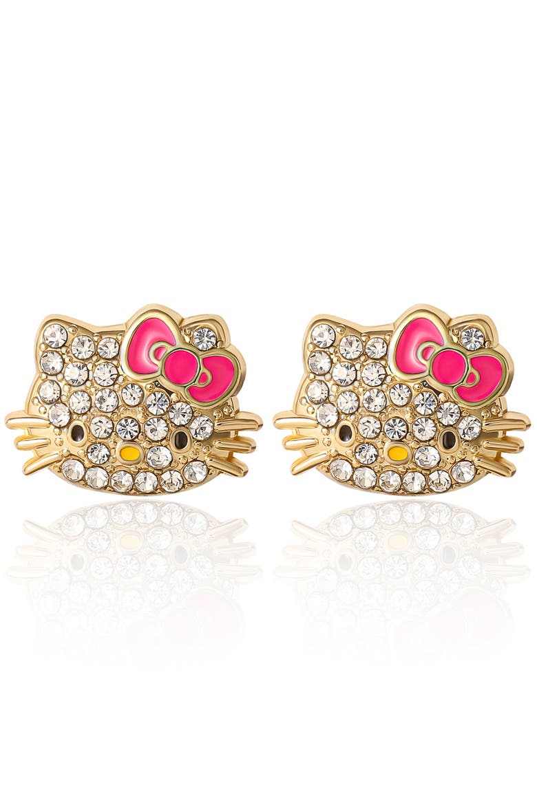 Pave Crystal Stud Earring, Main, color, Gold