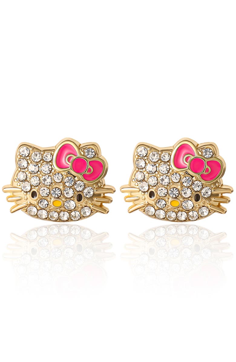 Hello Kitty Pave Crystal Stud Earring, Main, color, Gold