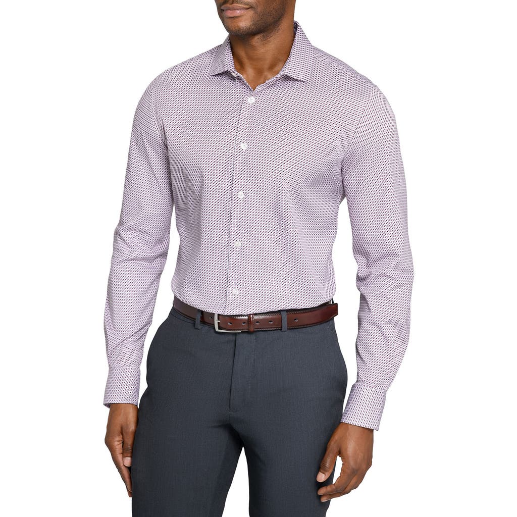 Wrk W.r.k Slim Fit Micro Square Print Reworked Cotton Dress Shirt In Multi