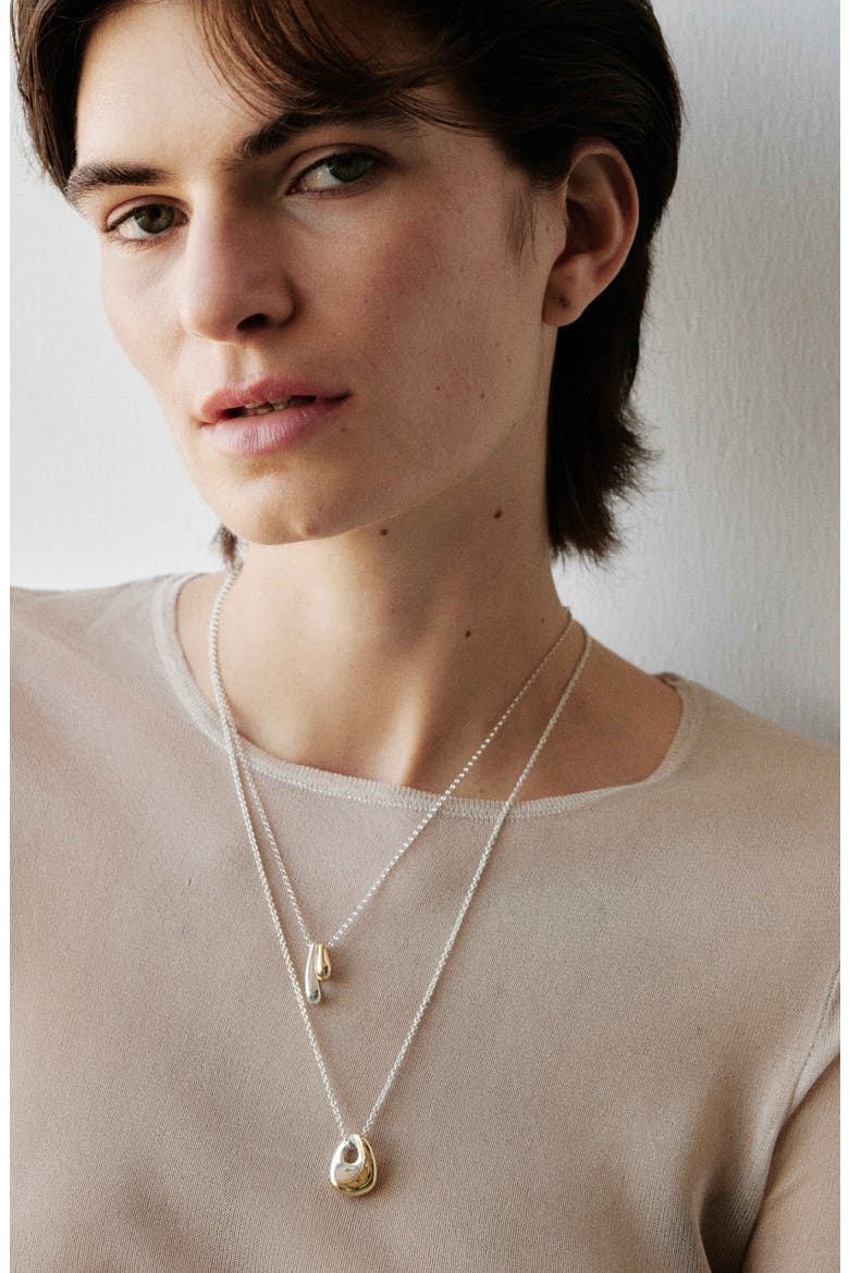 Ease Double Pendant Necklace, Alternate, color, SILVER & GOLD