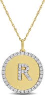 Julianna B. Lab-Grown Diamond Initial "R" Halo Necklace 14k