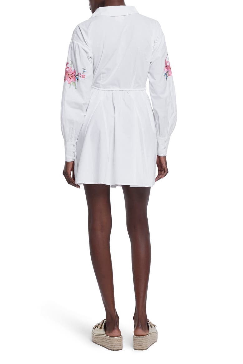 Craft Floral Embroidered Long Sleeve Belted Shirtdress, Alternate, color, WHITE