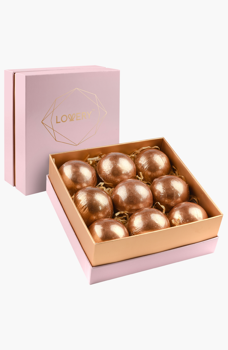 Lovery 24K Rose Gold Bath Bombs Gift Set, Main, color, Rose Gold