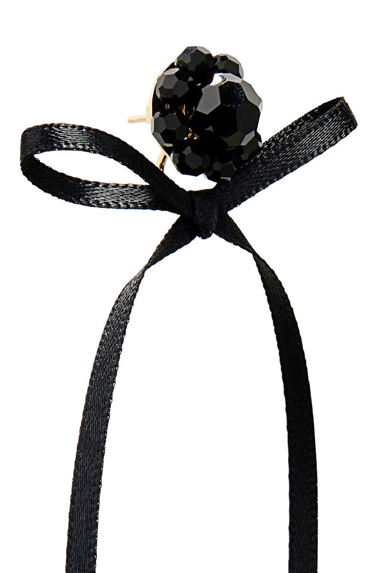 Ribbon Bow Drop Earrings, Alternate, color, JET