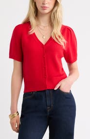Treasure & Bond Wool & Cashmere Short Sleeve Cardigan
