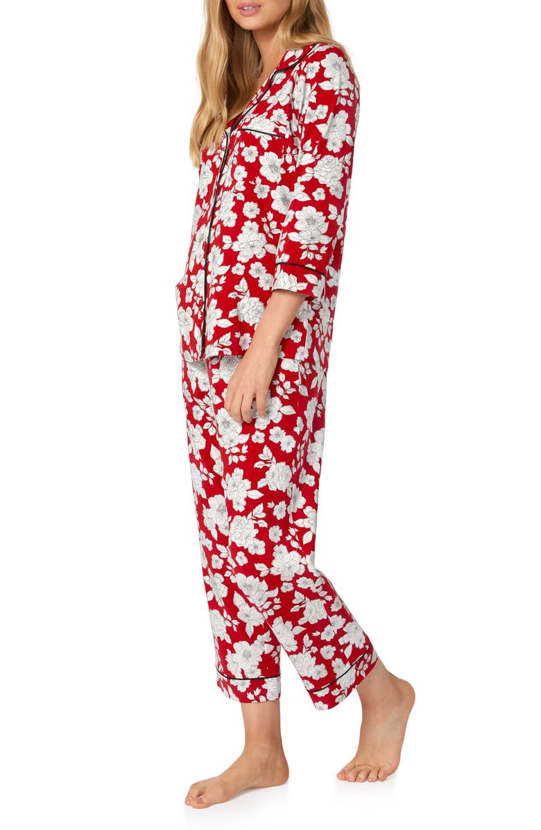 BedHead Pajamas Print Stretch Organic Cotton Crop Pajamas, Alternate, color, Floral Charm