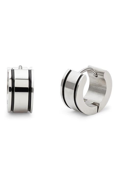 Men's Stripe Stainless Steel Hoop Earrings