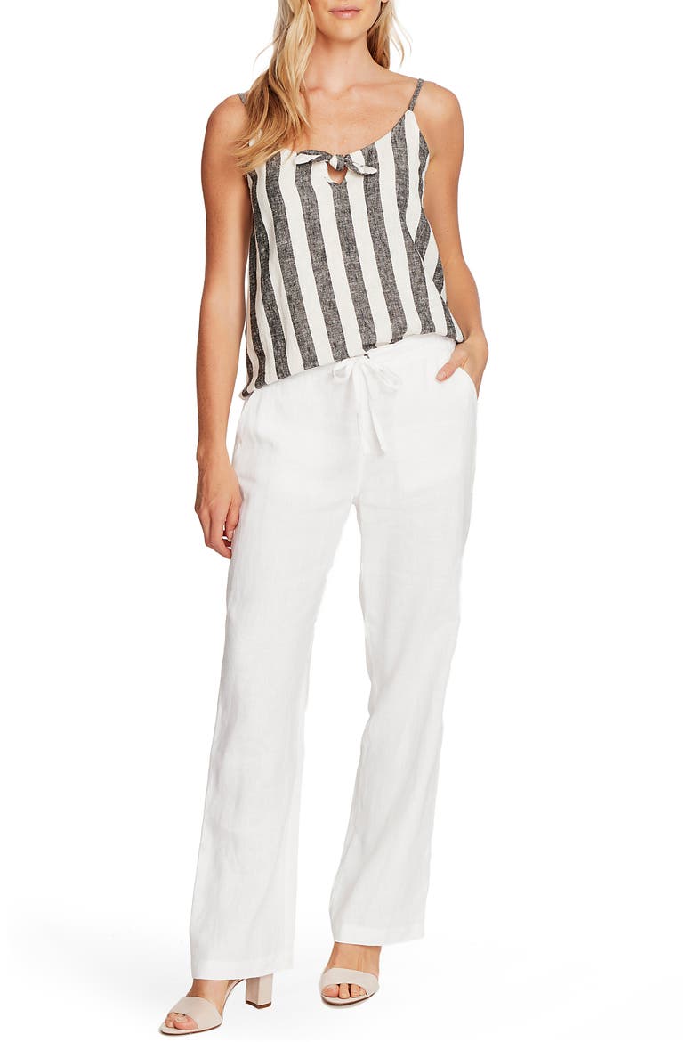 Bold View Stripe Linen Blend Tank Top, Alternate, color, RICH BLACK