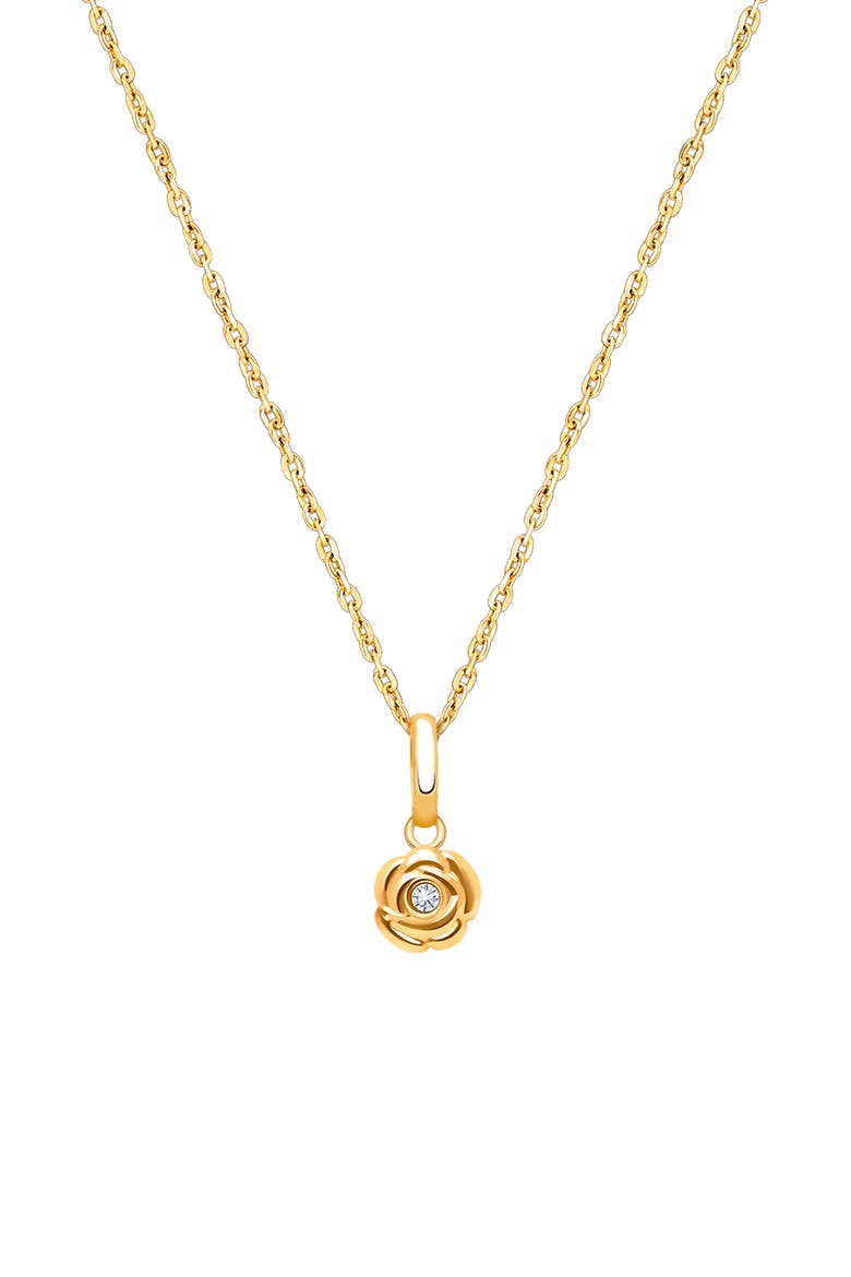 14K Gold Blushing Rose 12-14" Necklace, Main, color, 14K Yellow Gold