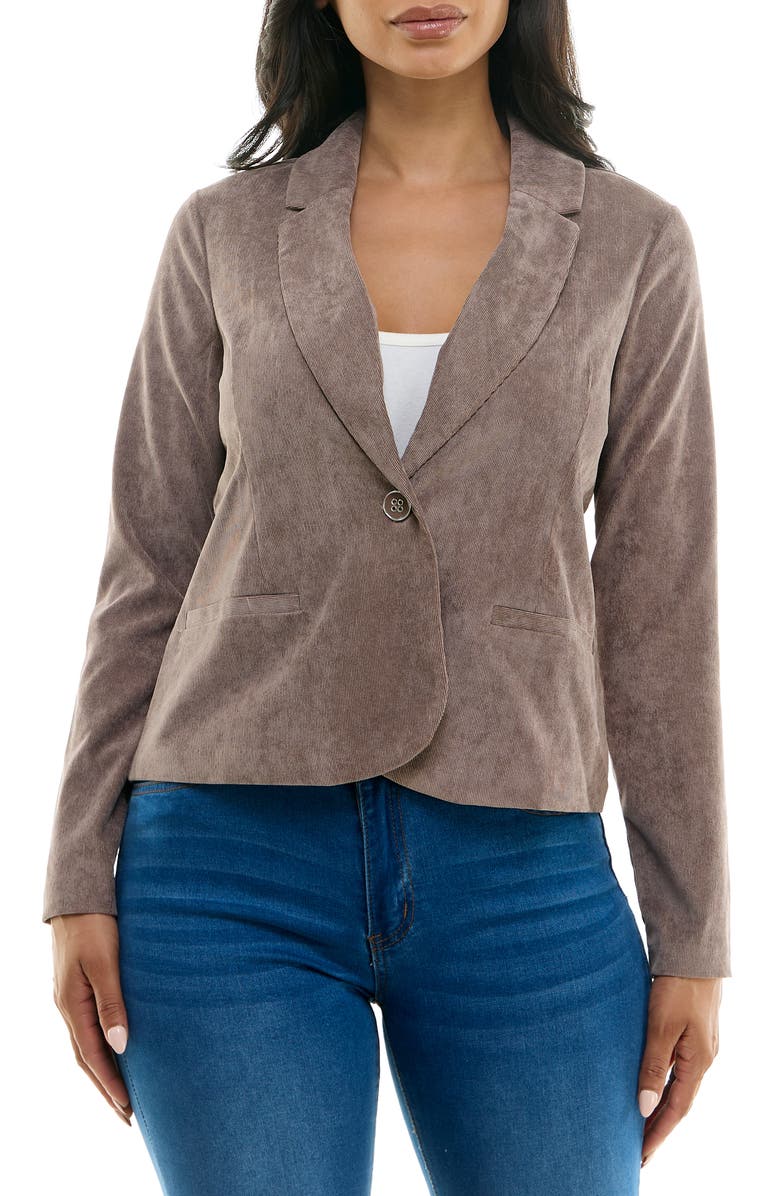 Nina Leonard Corduroy Single Button Front Blazer, Main, color, 