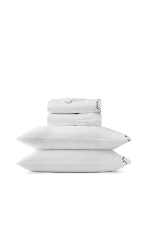 Lucerne Scallop Luxury Cotton Sateen Embroidered Sheet Set Bundles