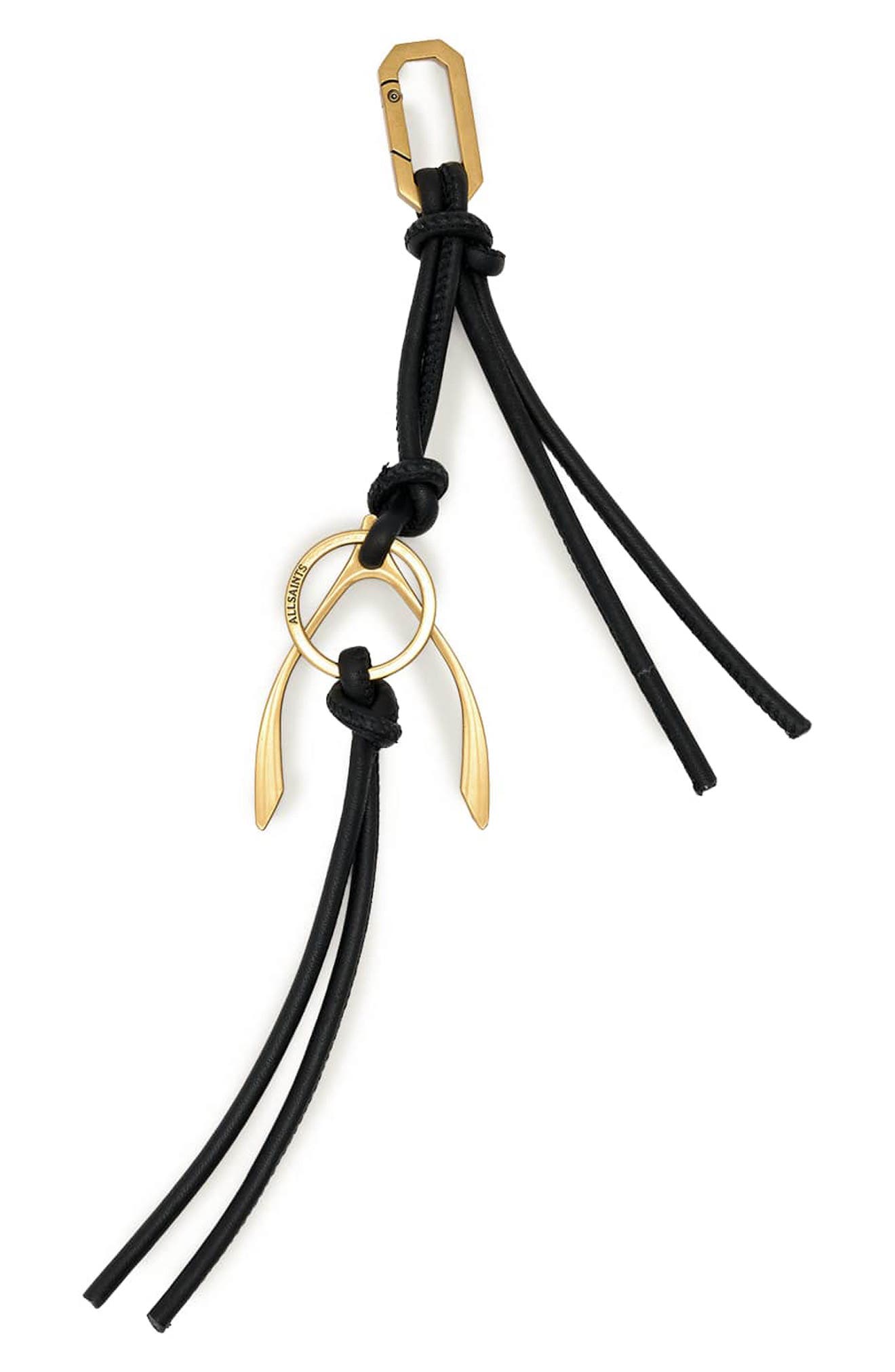 Wishbone Bag Charm, Main, color, BLACK/ GOLD