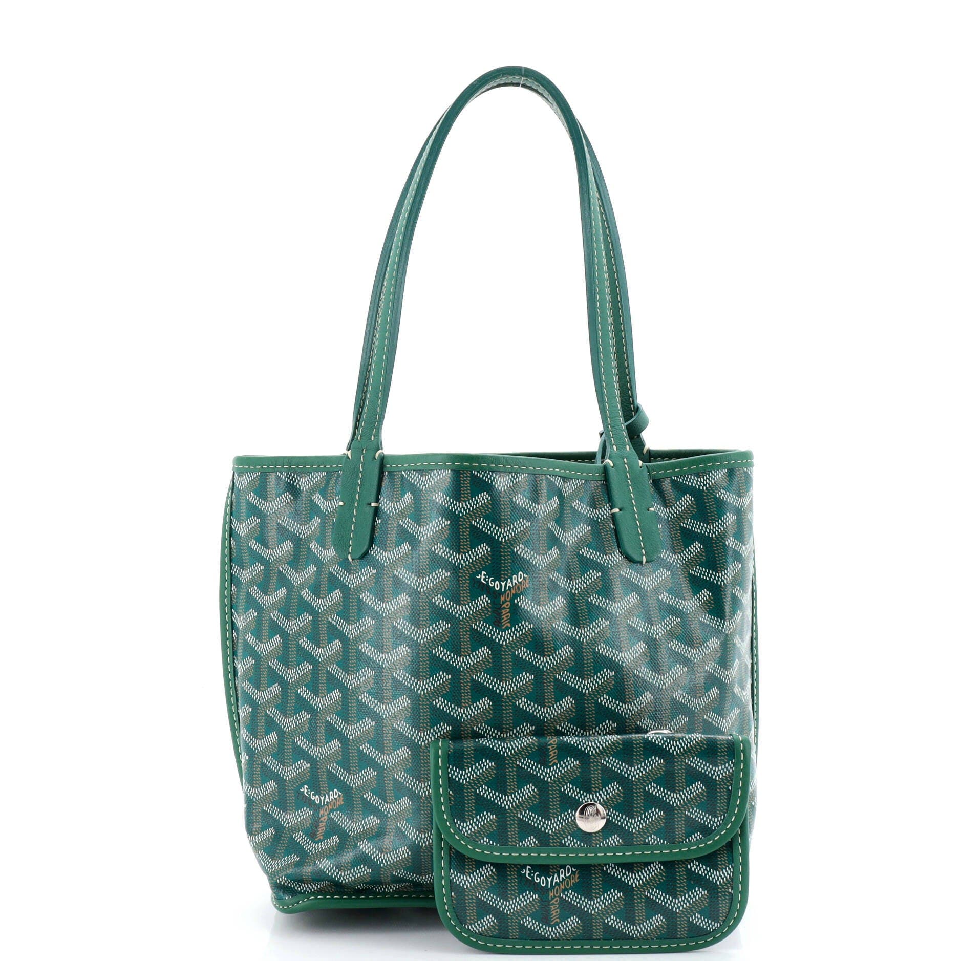 Pre-Owned Goyard Anjou Reversible Tote Coated Canvas Mini, Alternate, color, Green