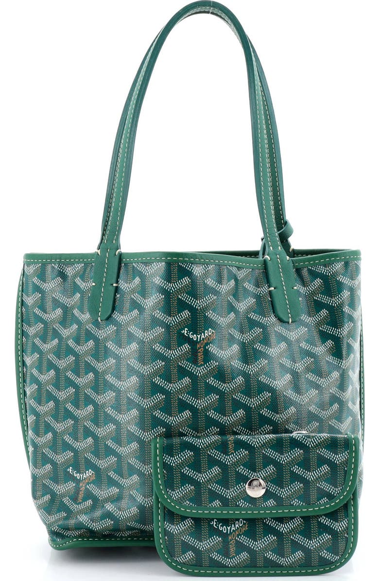 Pre-Owned Goyard Anjou Reversible Tote Coated Canvas Mini, Alternate, color, Green