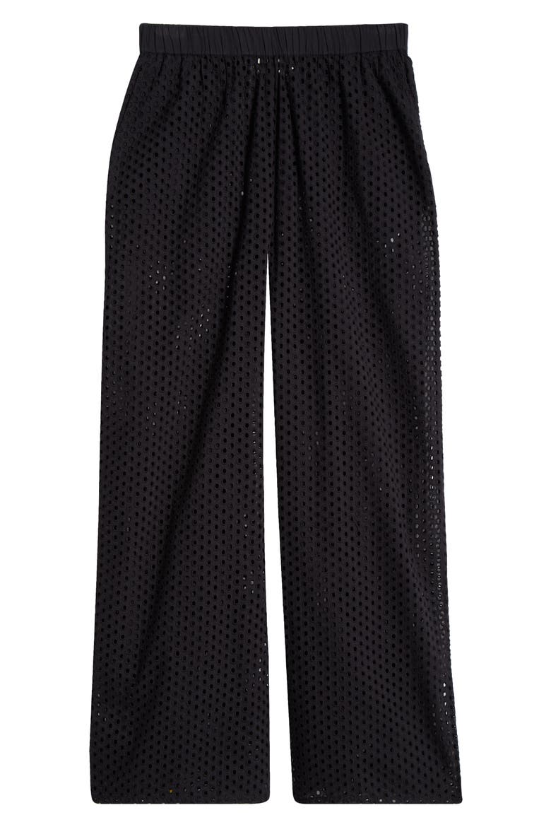 The Delaney Open Knit Cotton Cover-Up Pants, Alternate, color, NOIR