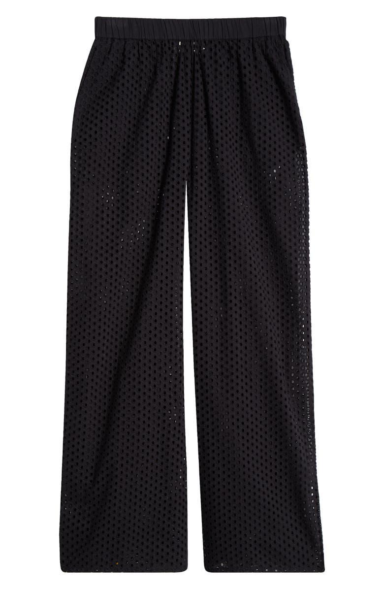 Solid & Striped The Delaney Open Knit Cotton Cover-Up Pants, Alternate, color, Noir