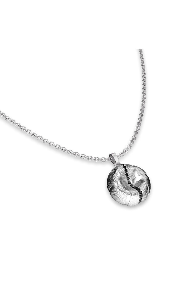 The Basketball Leaking Ball Linear Diamond Necklace, Alternate, color, Silver / Black Diamond