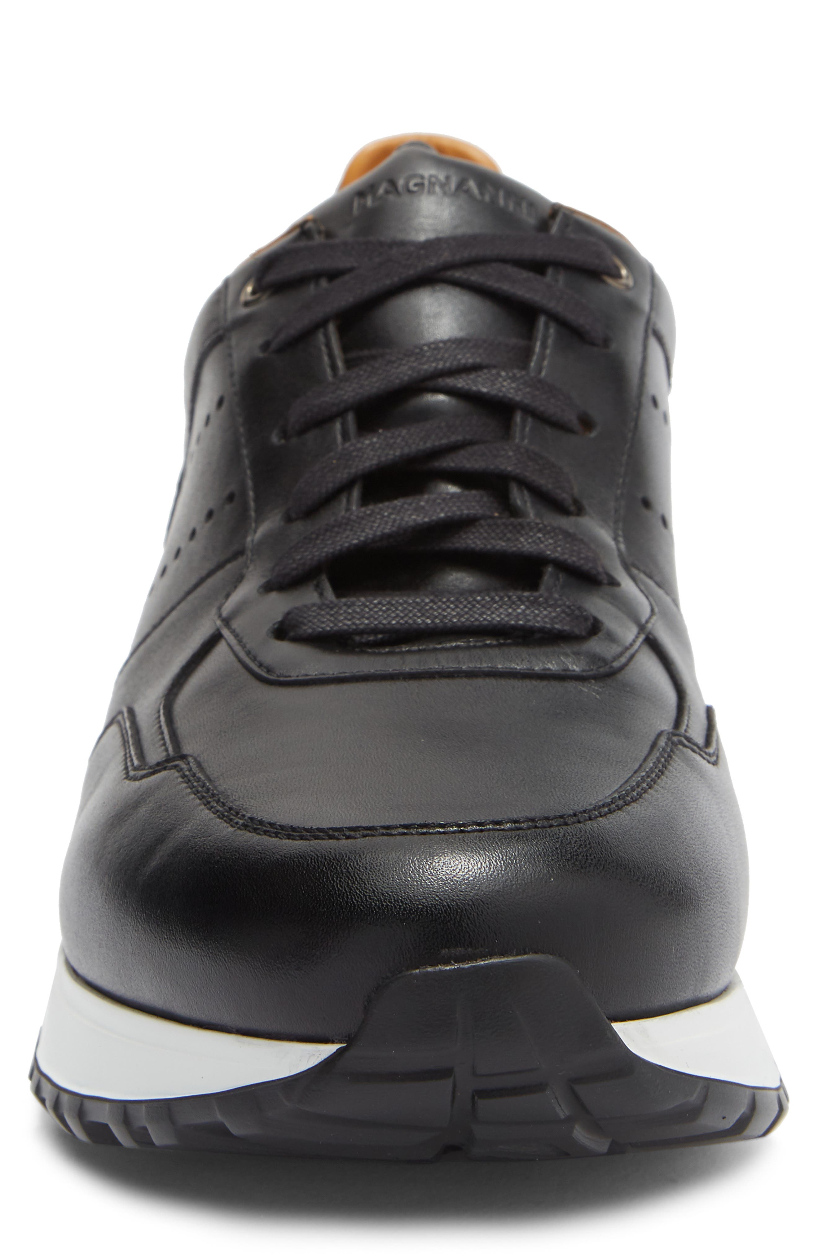 Magnanni Fado Leather Sneaker, Alternate, color, Black/ Black