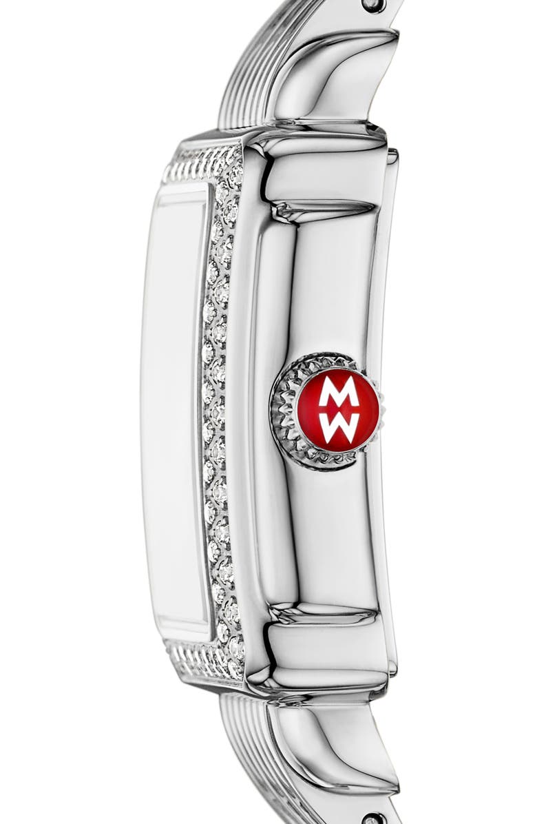 MICHELE Mini Deco Madison Two-Tone 18K Gold Plate Diamond Bracelet Watch, 23mm x 24mm, Alternate, color, Silver