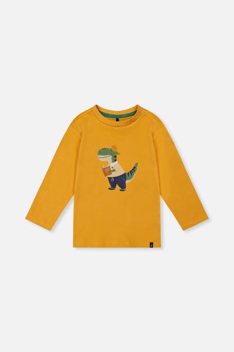 Organic Cotton Dino Applique Long Sleeve T-Shirt