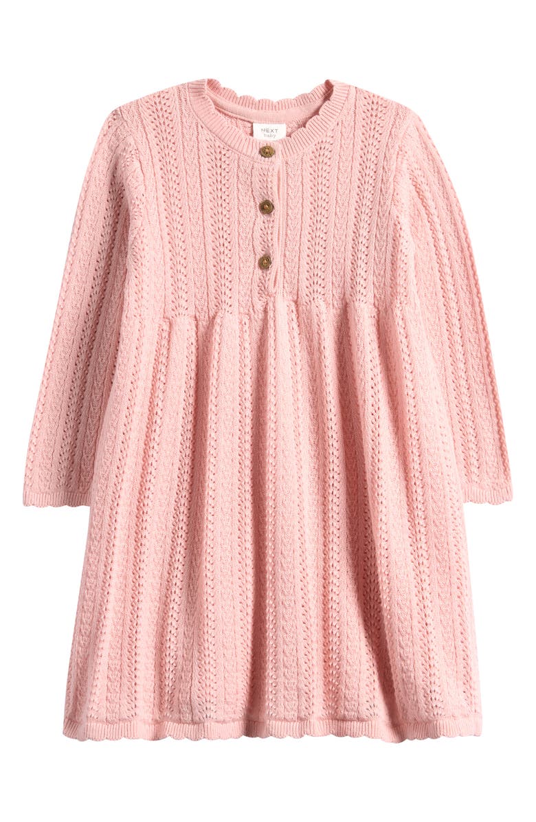 NEXT Pointelle Sweater Dress, Main, color, Pink