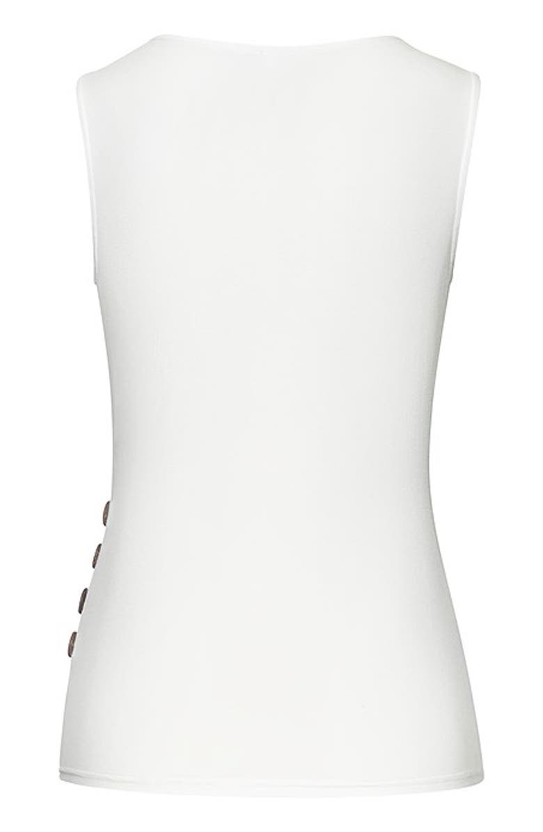 LASCANA Women's Side Button Wrap Look Top, Alternate, color, White