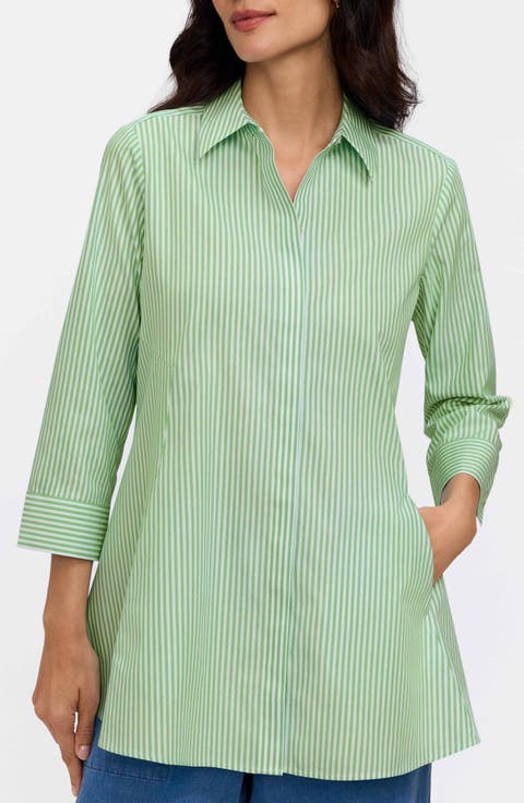 Cici Stripe Cotton Tunic Shirt