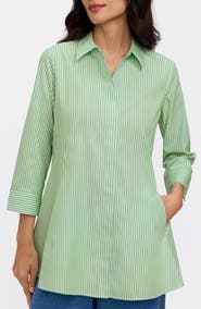 Foxcroft Cici Stripe Cotton Tunic Shirt