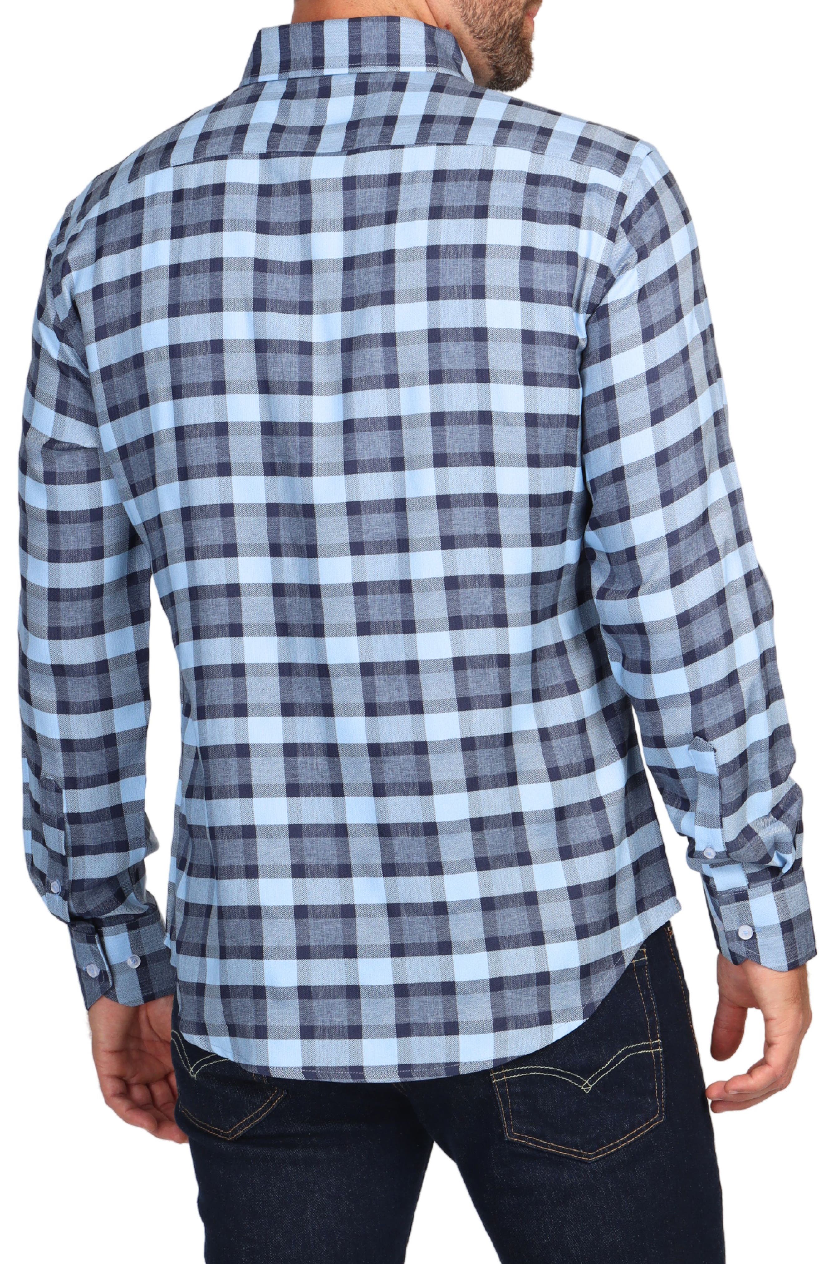 Modern Fit Melange Plaid Performance Button-Down Shirt - image 2