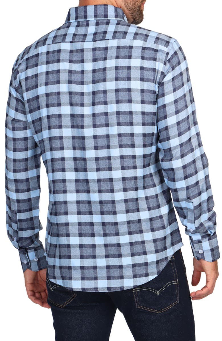 TailorByrd Modern Fit Melange Plaid Performance Button-Down Shirt, Alternate, color, Blue