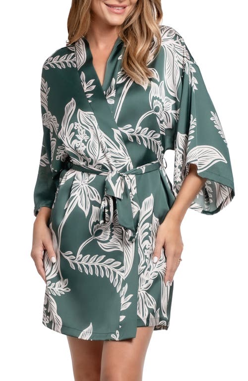 Midnight Bakery Floral Satin Wrap In Green