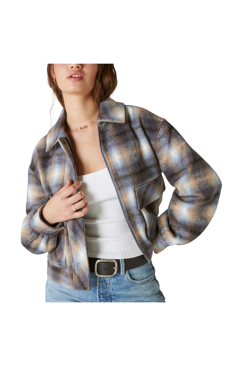 Lucky Brand Plaid Crop Jacket, Alternate, color, 