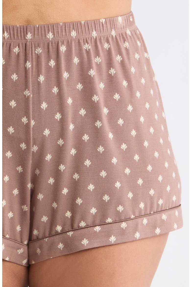 Moonlight Eco Short Pajamas, Alternate, color, BROWN WOODBLOCK FLEUR