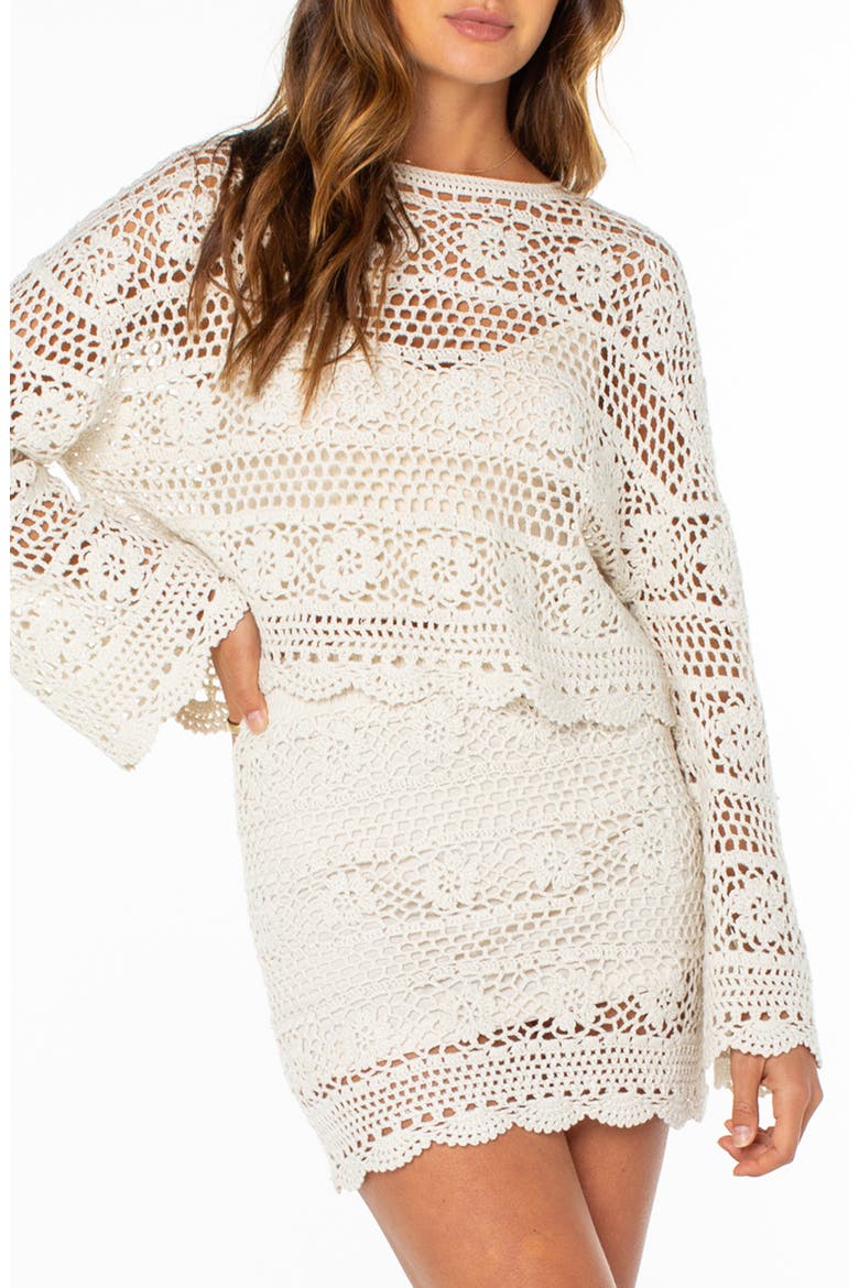 Blue Water Cotton Blend Sweater, Main, color, CLOUD DANCER