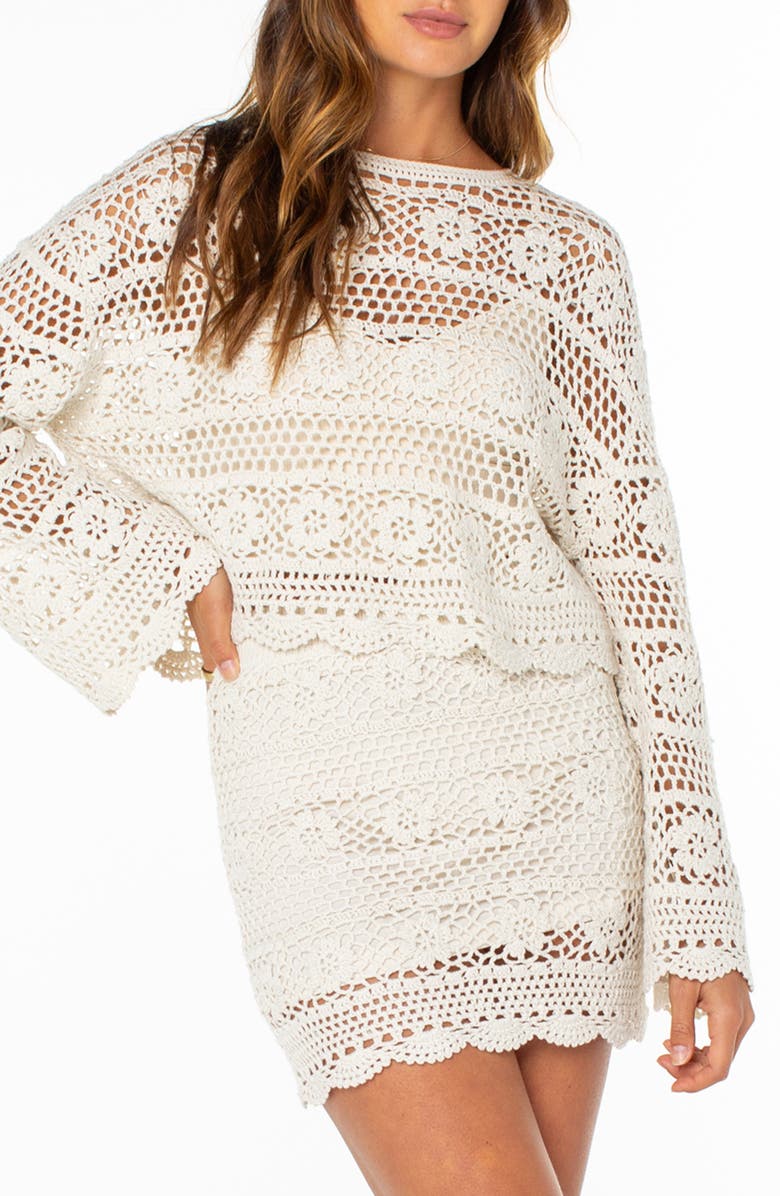 Roxy Blue Water Cotton Blend Sweater, Main, color, Cloud Dancer