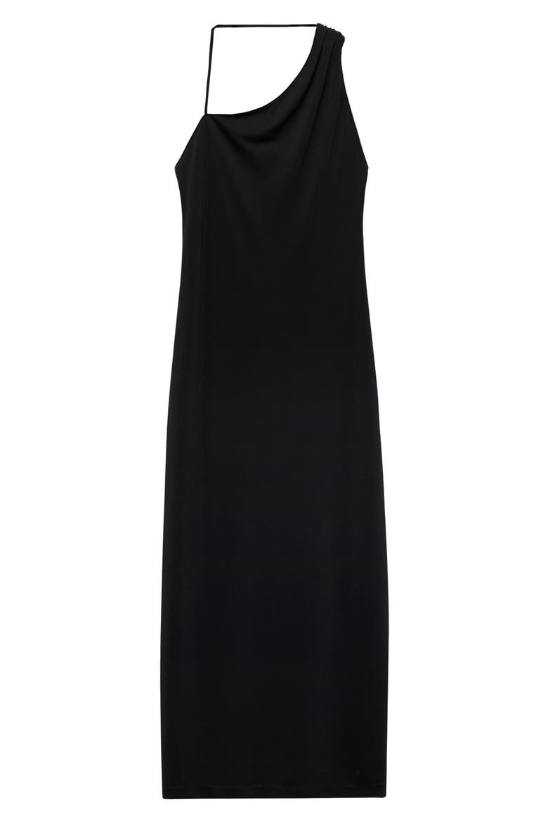 Asymmetric Drape Maxi Dress, Alternate, color, BLACK