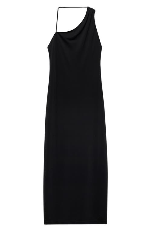 Mango Asymmetric Drape Maxi Dress In Black