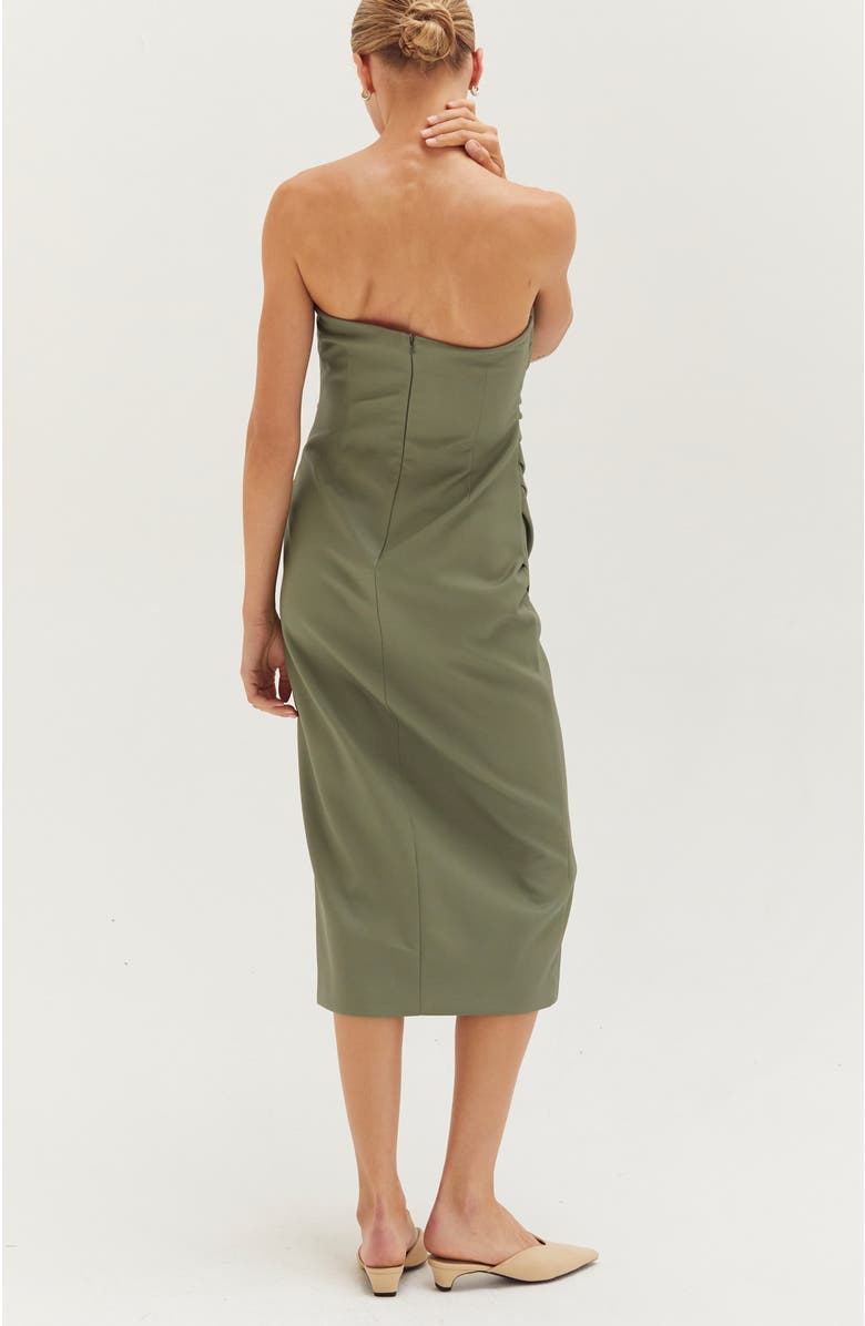 CRESCENT Faux leather Tube Midi Dress, Alternate, color, Eucalyptus