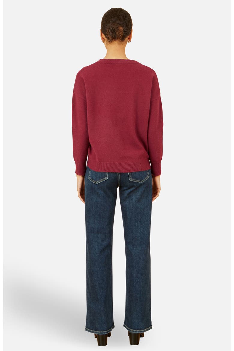 Sequin Bow Knitted Sweater, Alternate, color, Burgundy