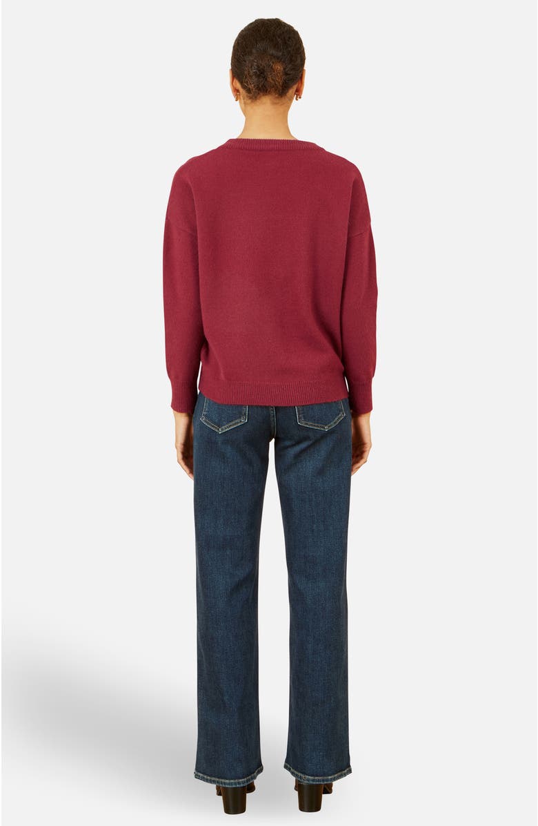 Yumi Sequin Bow Knitted Sweater, Alternate, color, Burgundy