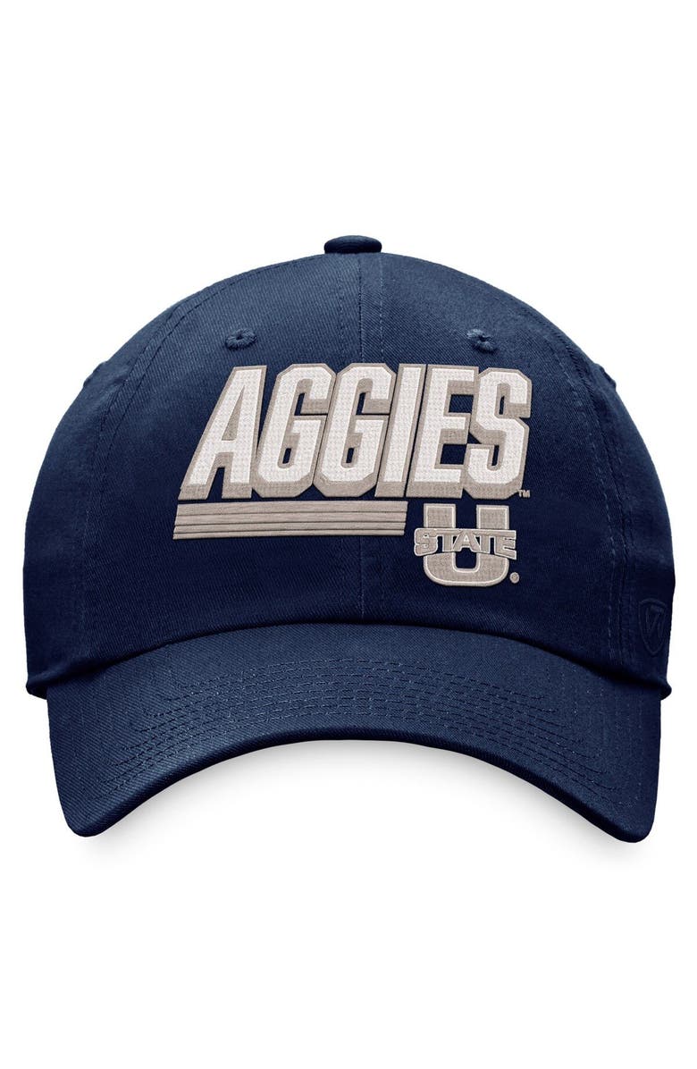 TOP OF THE WORLD Men's Top of the World Navy Utah State Aggies Slice Adjustable Hat, Alternate, color, Navy