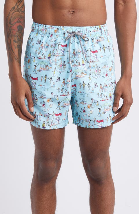 Beach Folk Mid Length Swim Trunks
