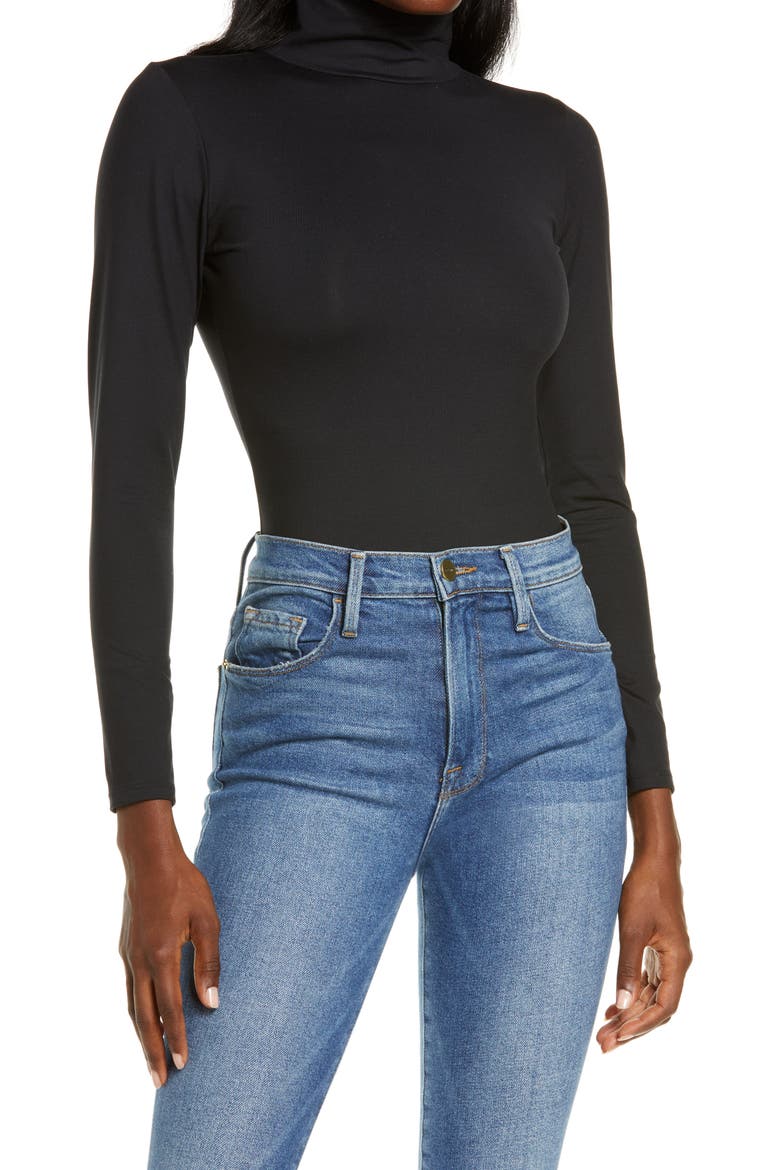 Suit Yourself Long Sleeve Mock Neck Bodysuit, Alternate, color, CLASSIC BLACK