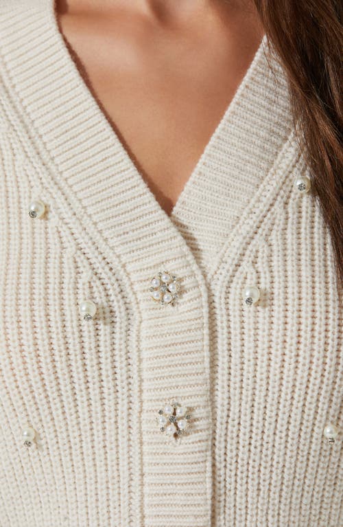 Astr The Label Delsie Embellished Cardigan In White