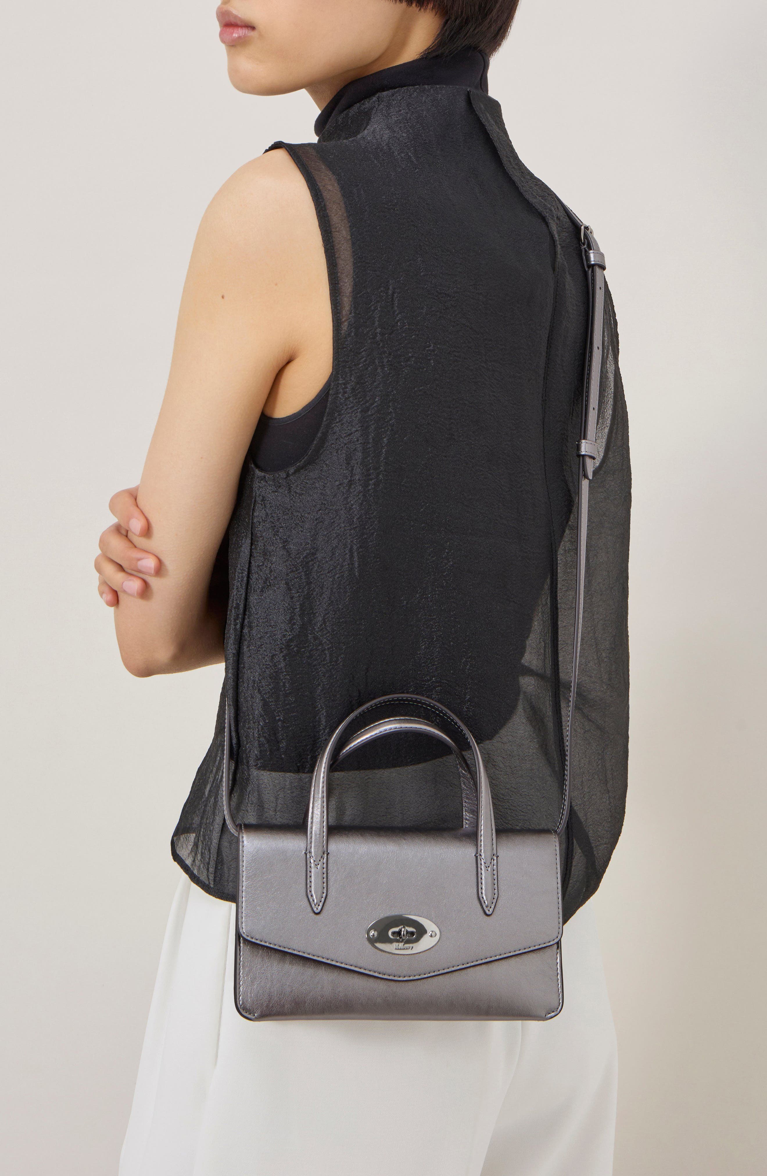 Mulberry Small Darley Metallic Leather Top Handle Bag, Alternate, color, 