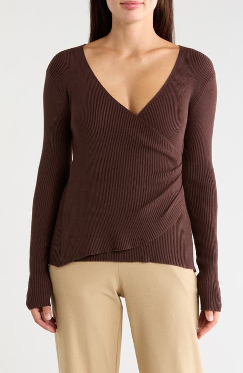 Faux Wrap Knit Sweater