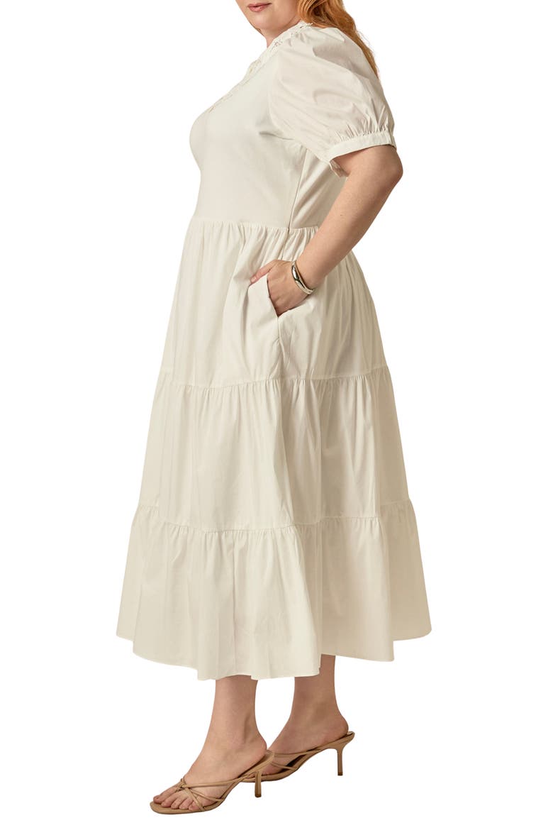 Mixed Media Midi Dress, Alternate, color, WHITE