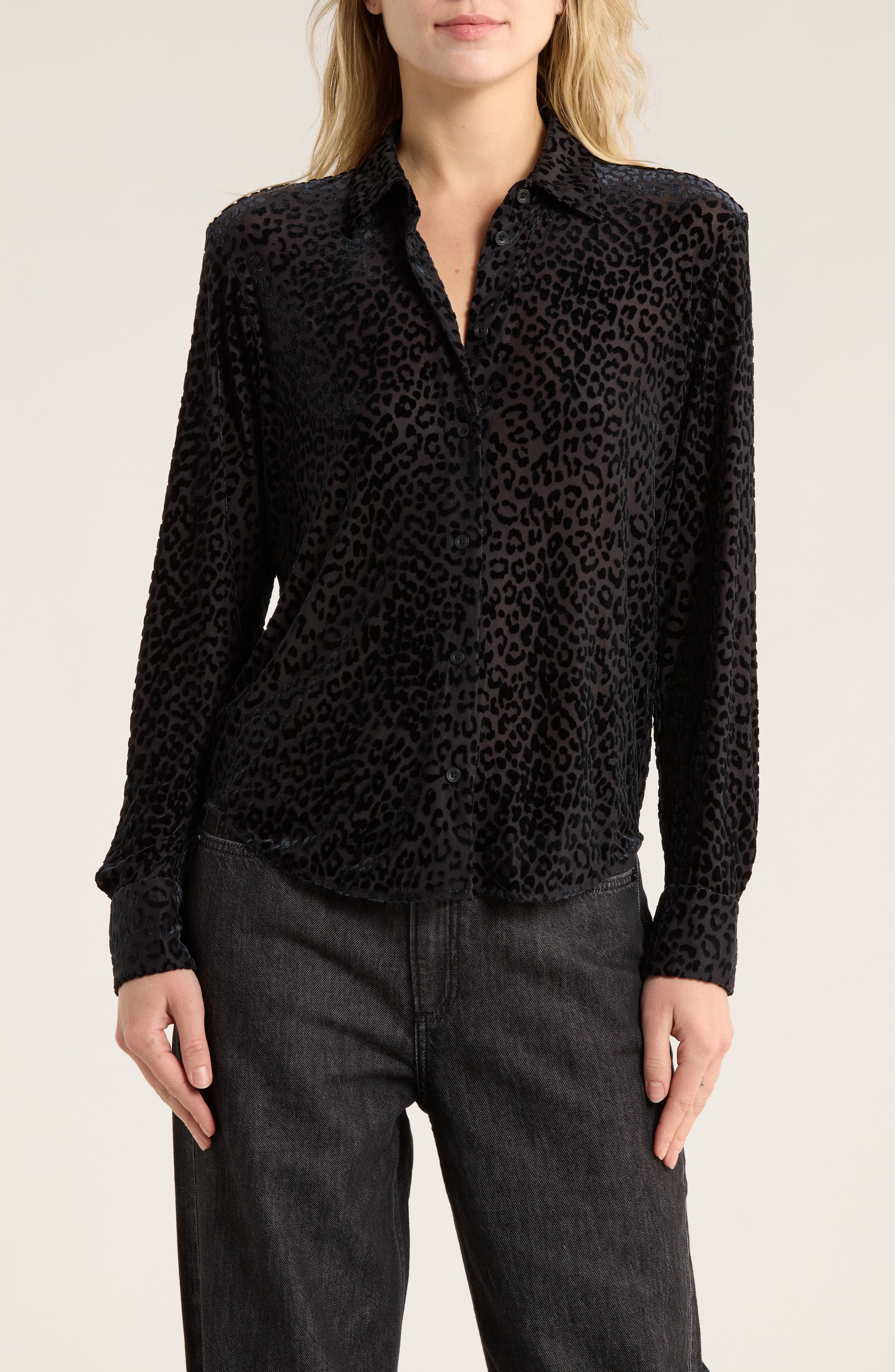 rag & bone Lima Burnout High-Low Button-Up Shirt